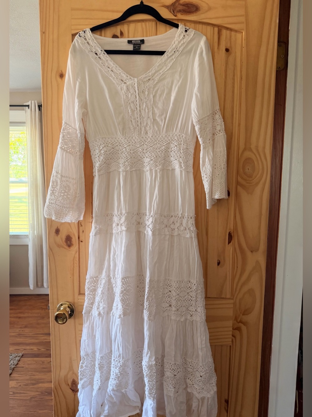 White Boho Crochet Maxi Dress